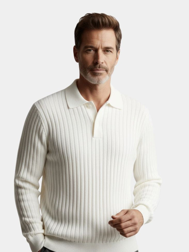 Elegant Open Collar Long Sleeve Polo - Casa  Laro CASA LARO