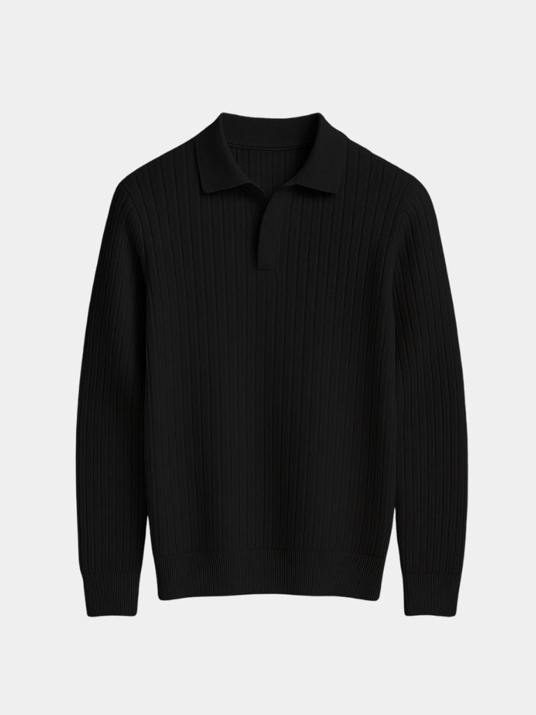 Elegant Open Collar Long Sleeve Polo - Casa  Laro CASA LARO