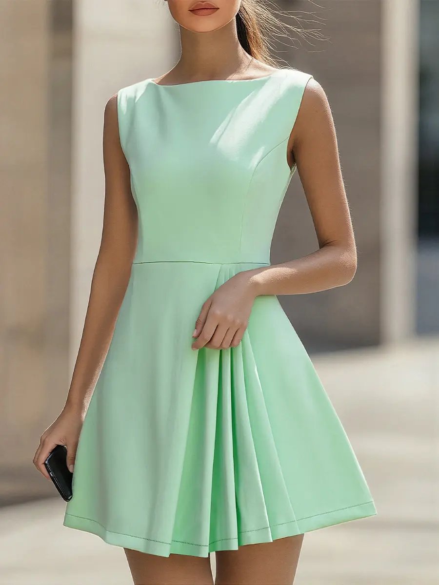 Elegant Pleated A-Line Party Skater - Mini Dress CASA LARO