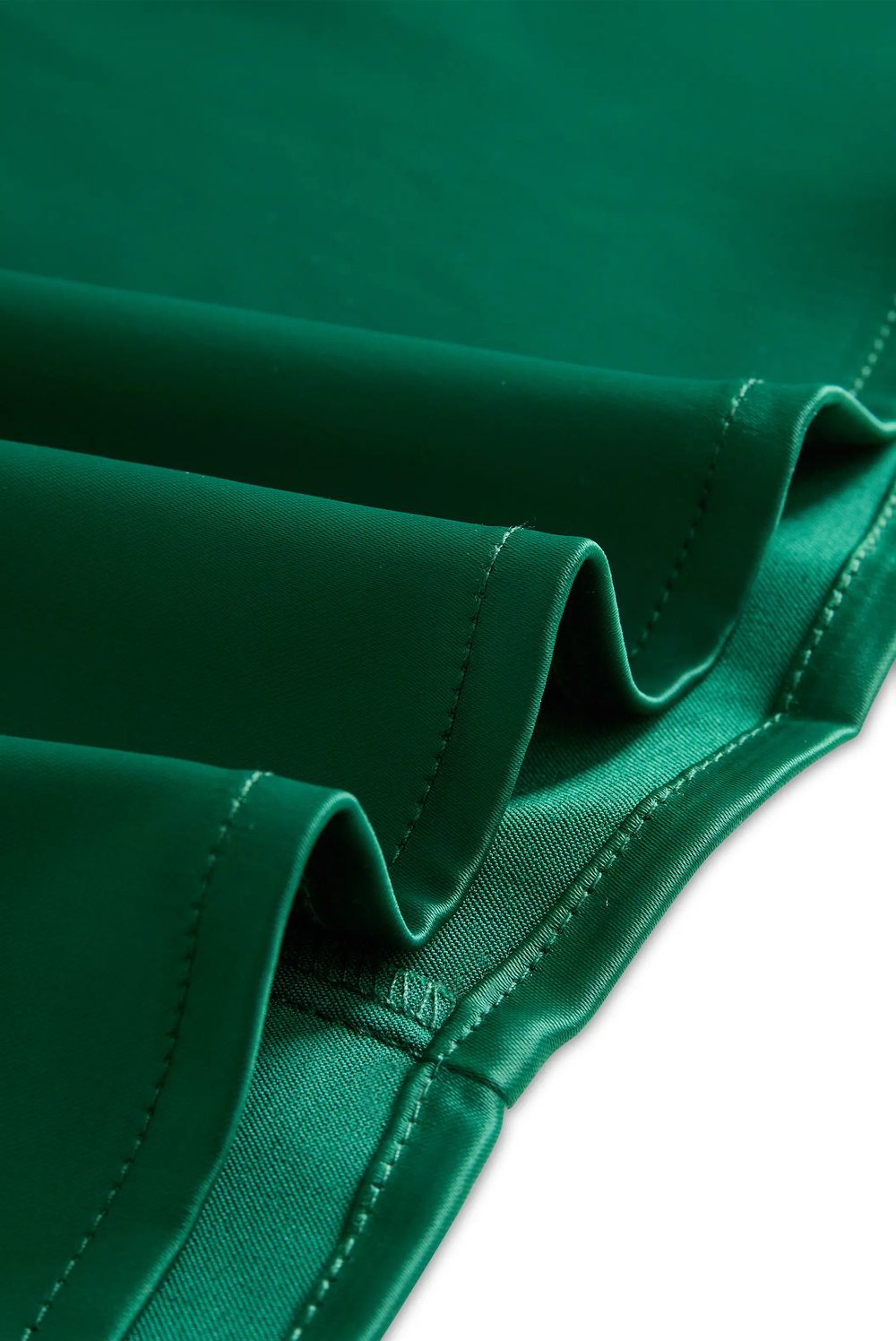 Emerald Satin Deep V-Neck with Lace Trim - Blouse CASA LARO
