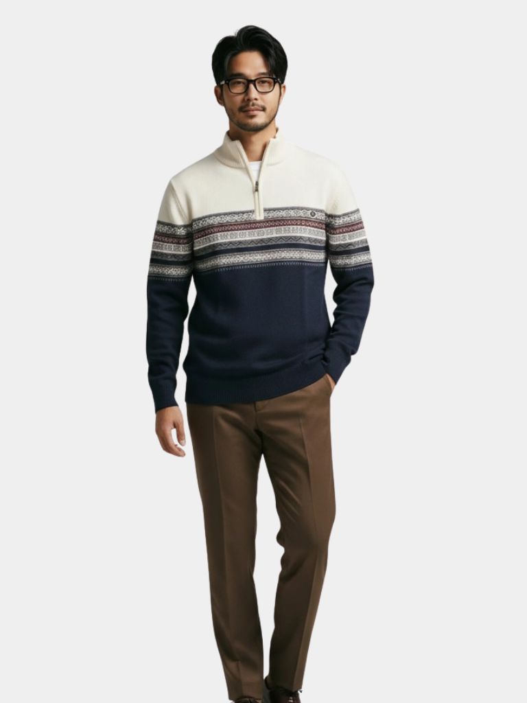 Half Zip Knit Pullover Sweater - Casa  Laro CASA LARO