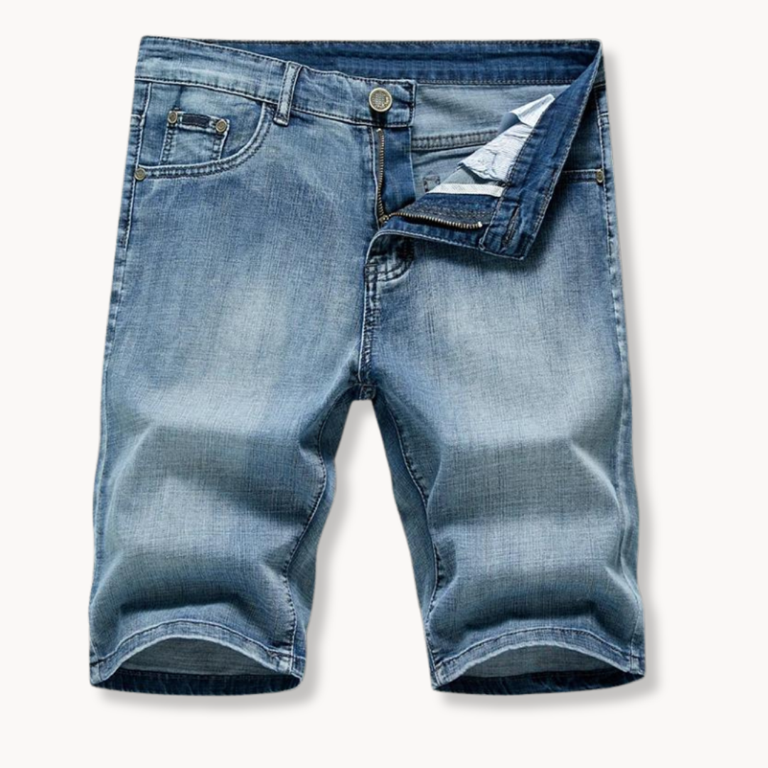 High-Rise Light Wash Frayed Hem - Denim Shorts CASA LARO MEN