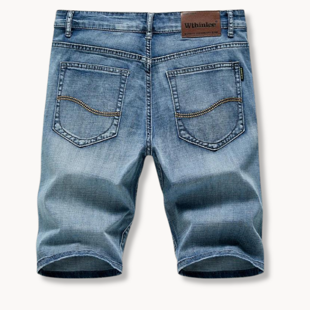 High-Rise Light Wash Frayed Hem - Denim Shorts CASA LARO MEN