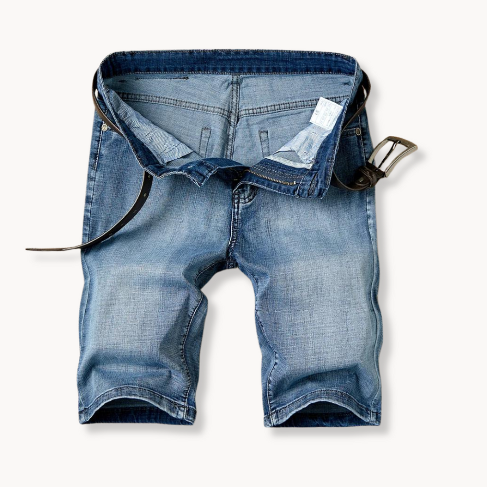 High-Rise Light Wash Frayed Hem - Denim Shorts CASA LARO MEN