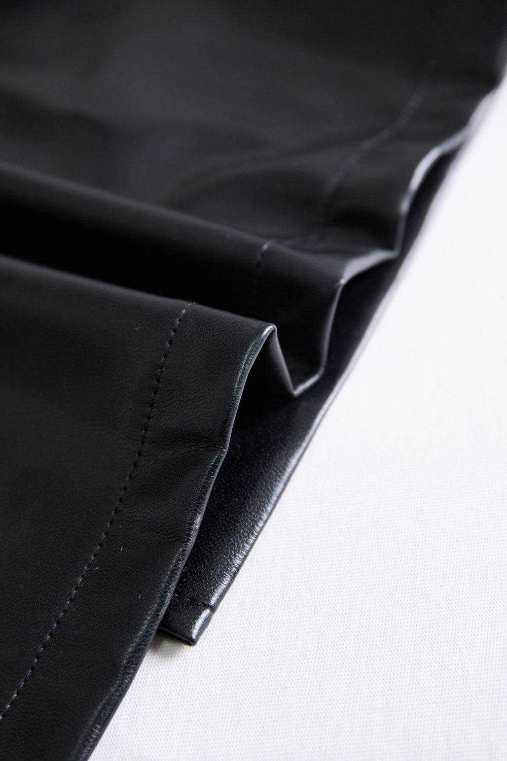 Sleek Black Faux Leather Sleeveless Midi Dress HWT