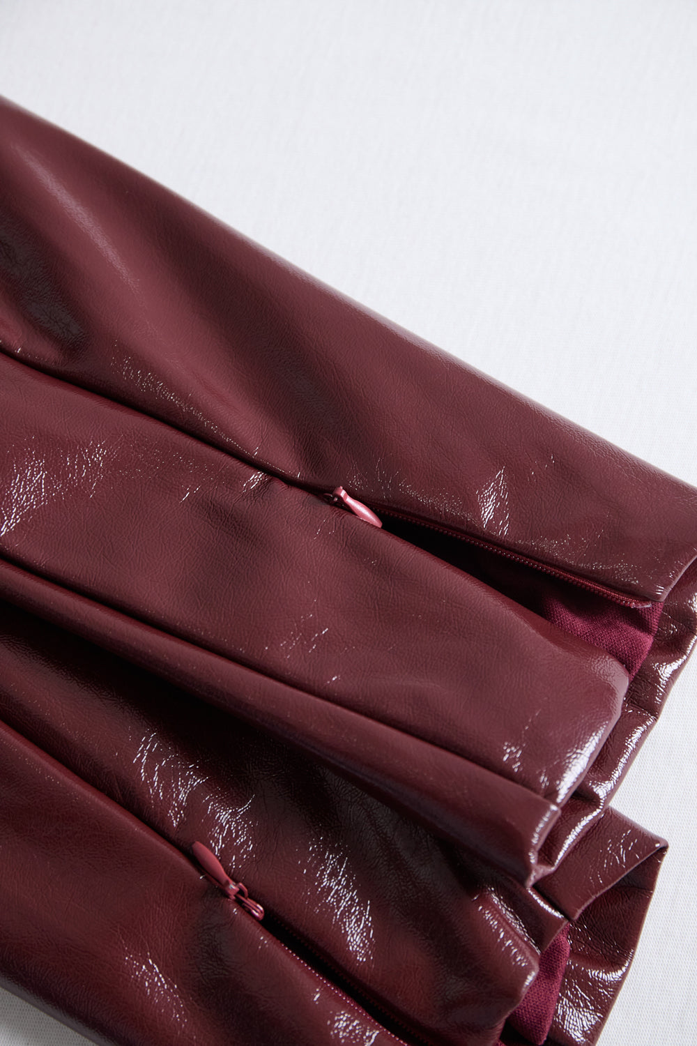 Burgundy Faux Leather Bodycon Midi Dress HWT