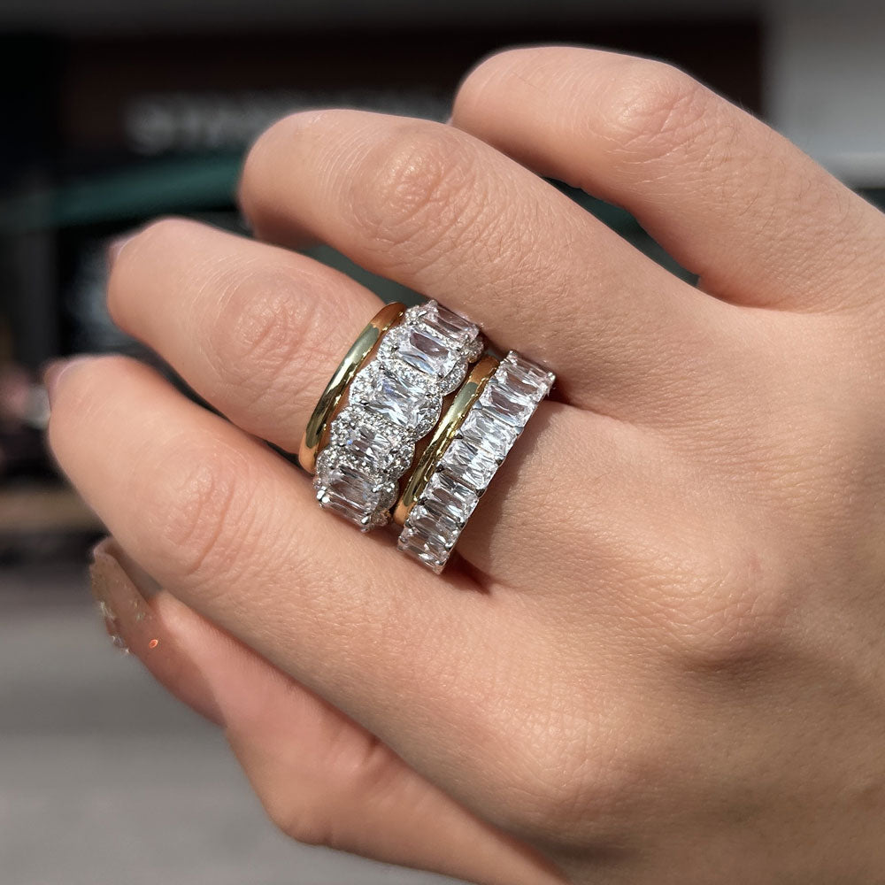 Luxurious 4PCS Wedding Band Set For Women In Sterling Silver shineofdiamond