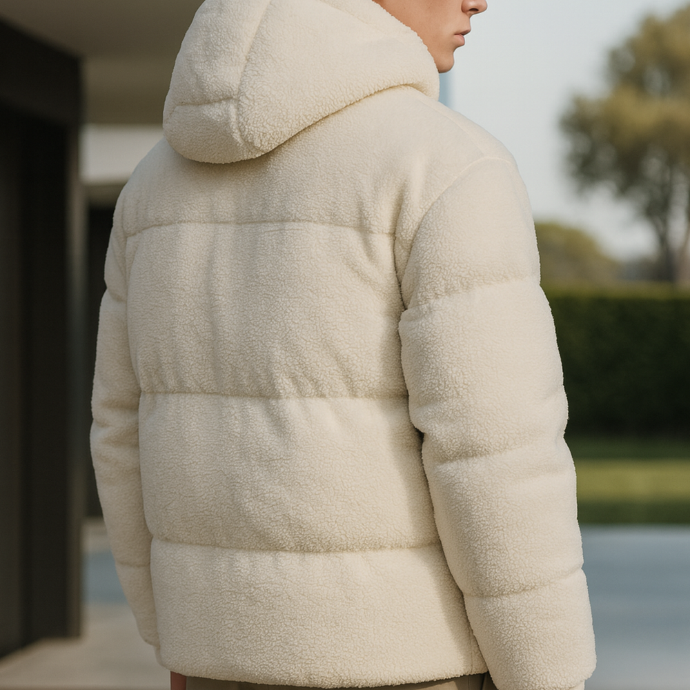 Kareem - Doudoune Sherpa Hooded Jacket Light Beige CASA LARO MEN