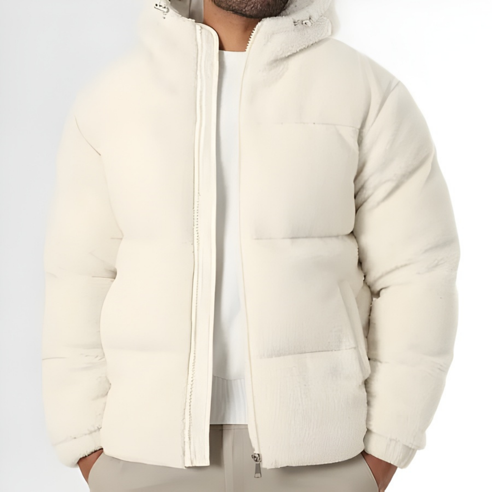 Kareem - Doudoune Sherpa Hooded Jacket Light Beige CASA LARO MEN