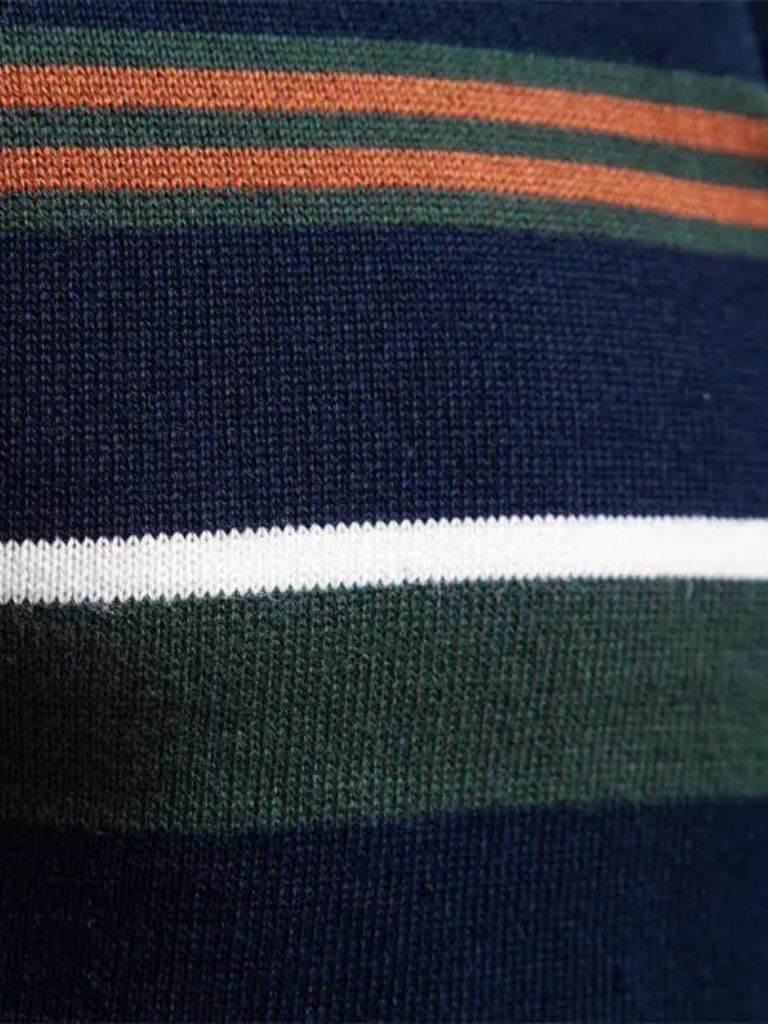 Knit Striped Quarter-Zip Jumper Sweater - Casa  Laro CASA LARO