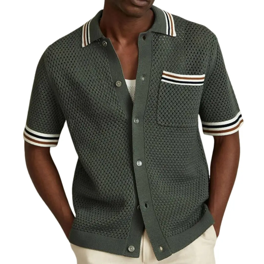 Knitted Mesh Button-Front - Shirt CASA LARO