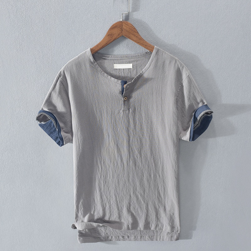 Lightweight Cotton Short Sleeve Henley - T-Shirt CASA LARO MEN