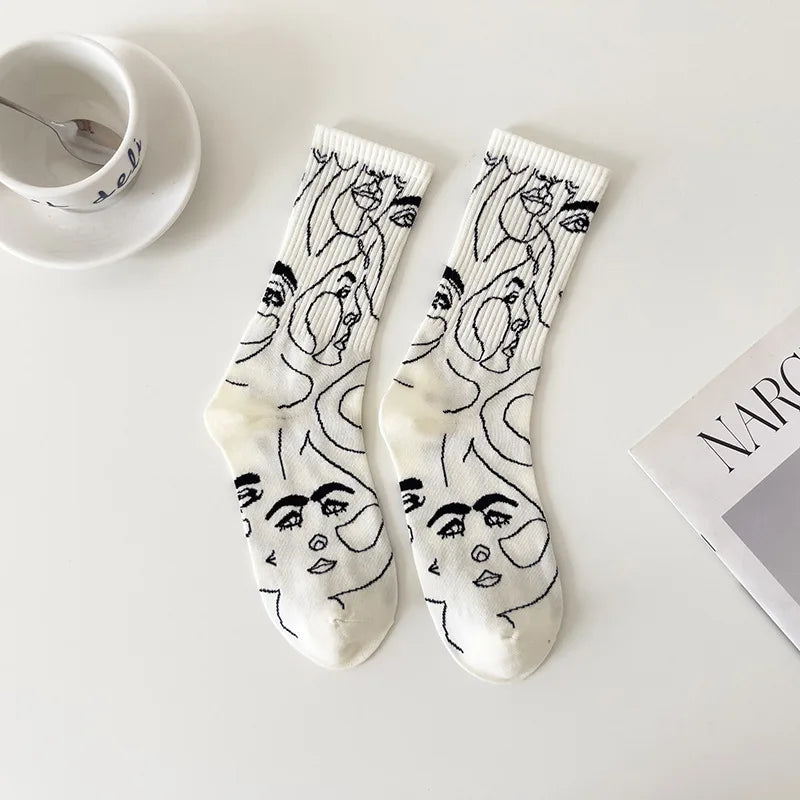 Line Art Cotton Crew - Socks CASA LARO