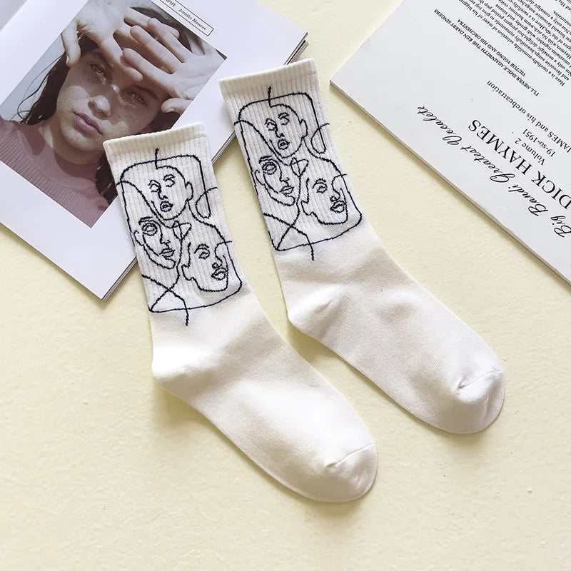 Line Art Cotton Crew - Socks CASA LARO