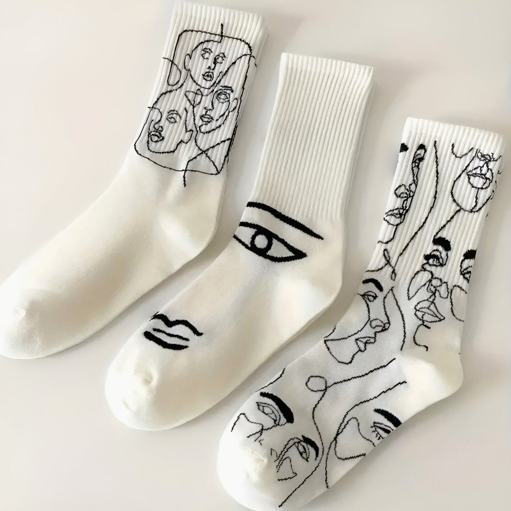Line Art Cotton Crew - Socks CASA LARO
