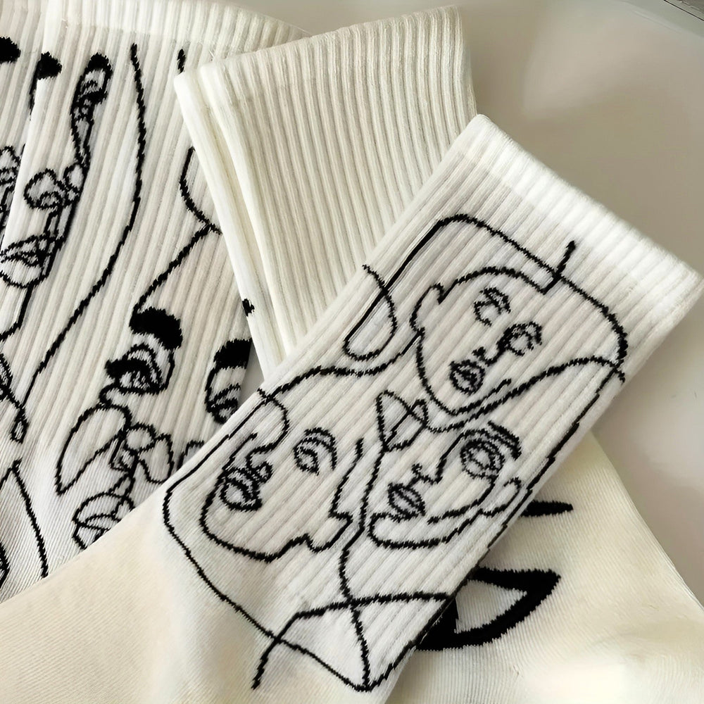 Line Art Cotton Crew - Socks CASA LARO