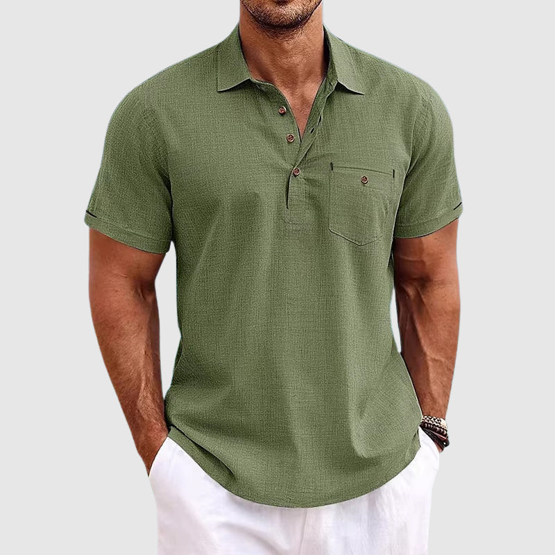 Linen Short Sleeve Polo - T-Shirt CASA LARO MEN