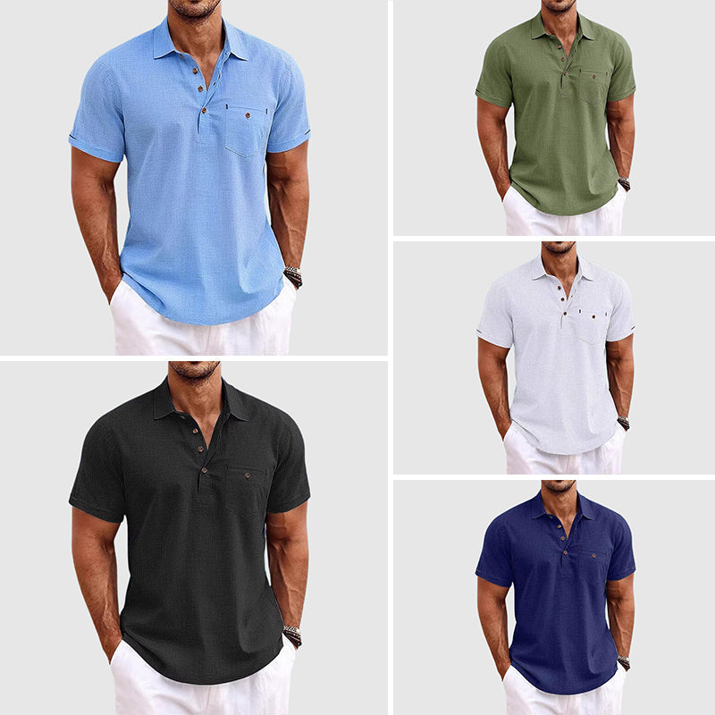 Linen Short Sleeve Polo - T-Shirt CASA LARO MEN