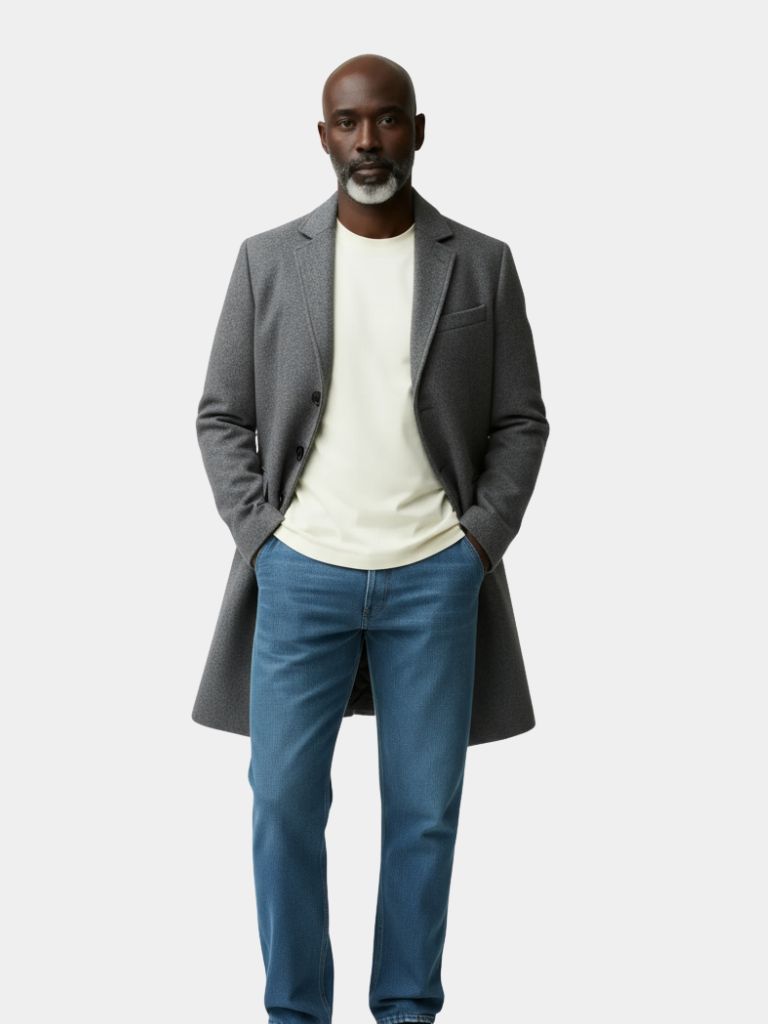 Mens Wool Blend Trench Coat - Casa  Laro CASA LARO
