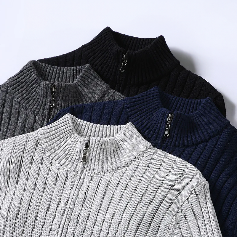 Merino Wool Zip Front - Cardigan CASA LARO MEN