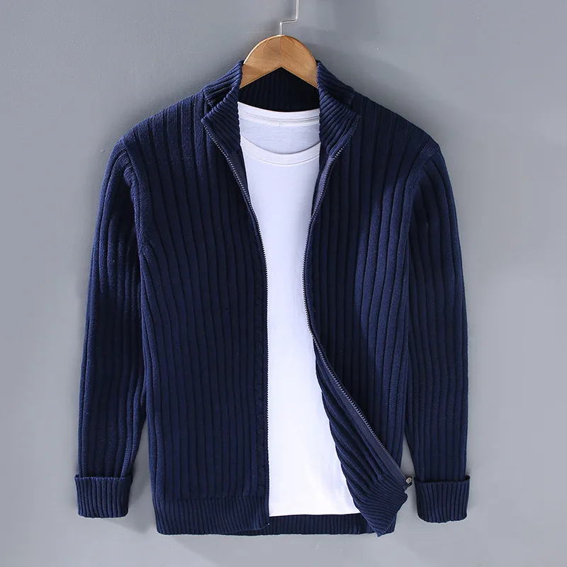 Merino Wool Zip Front - Cardigan CASA LARO MEN