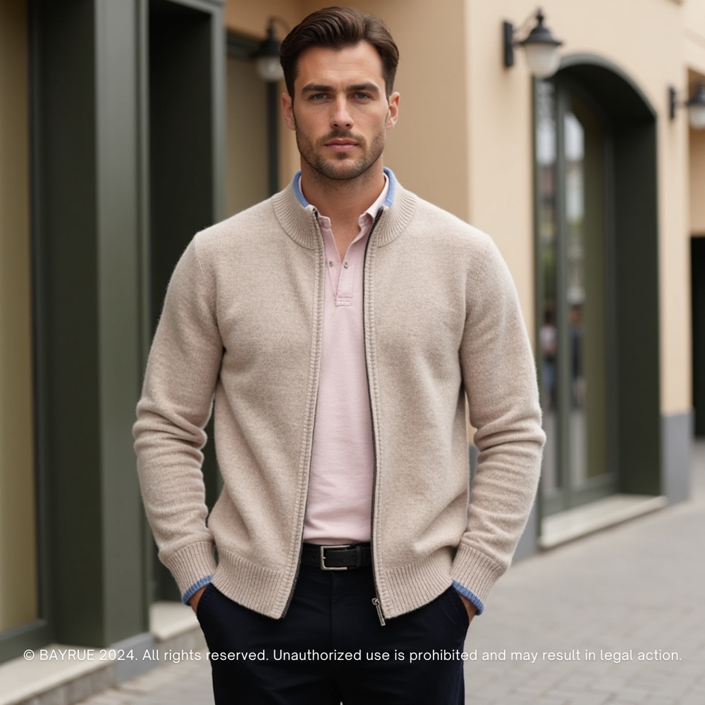 Merino Wool Zip Front - Sweater CASA LARO MEN