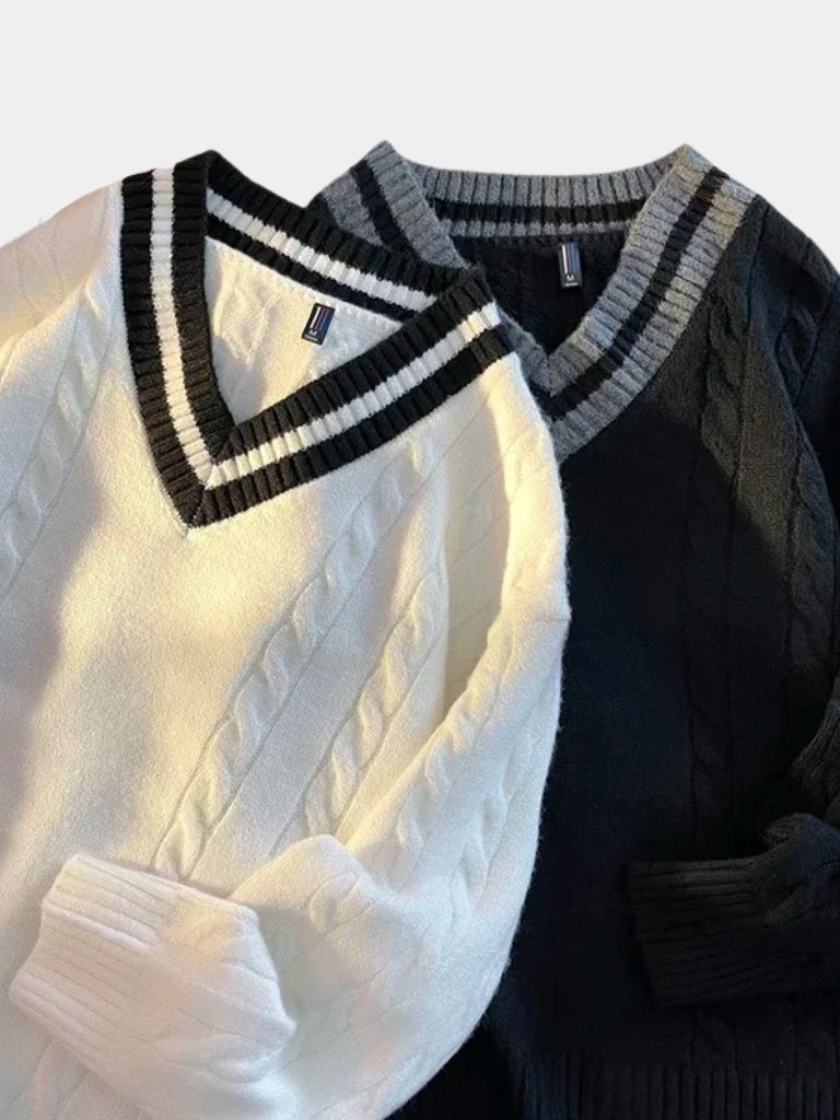 Minimalist V-Neck Sweater - Casa  Laro CASA LARO