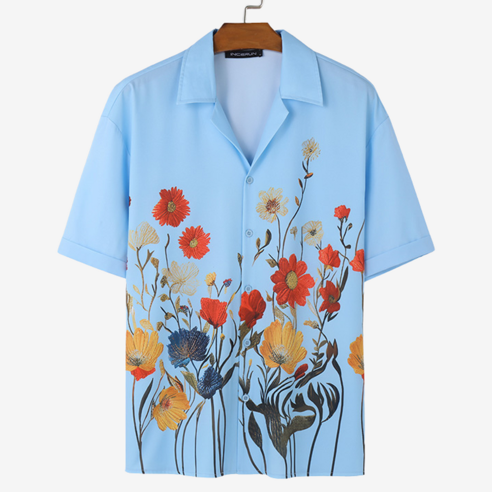 Navy Floral Print Button-Down - Shirt CASA LARO MEN