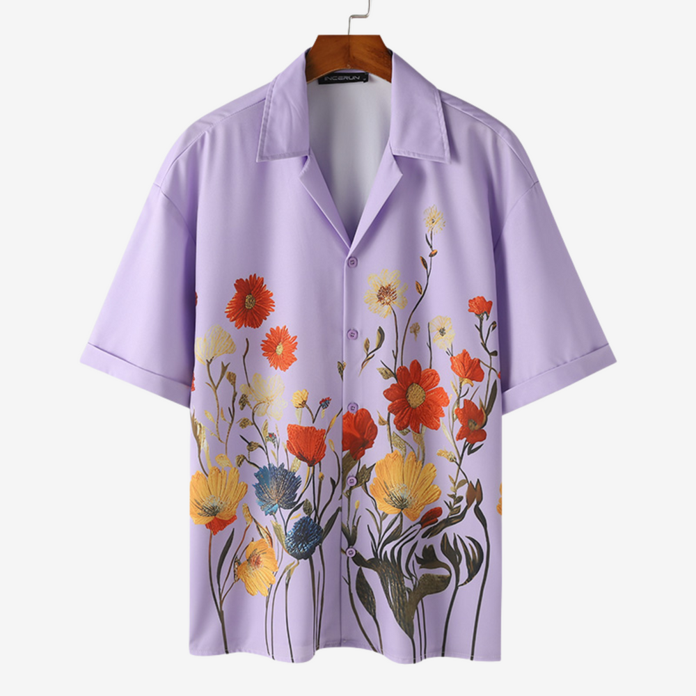 Navy Floral Print Button-Down - Shirt CASA LARO MEN