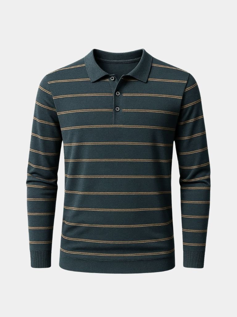 Navy Sunset Striped Polo - Casa  Laro CASA LARO