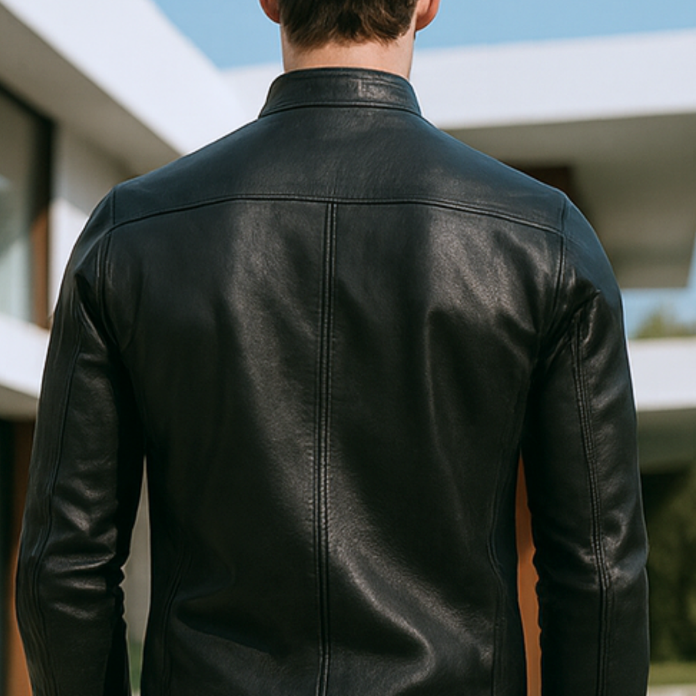 Neil - Standing Collar Leather Jacket CASA LARO MEN