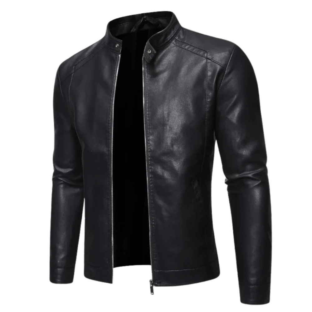 Neil - Standing Collar Leather Jacket CASA LARO MEN