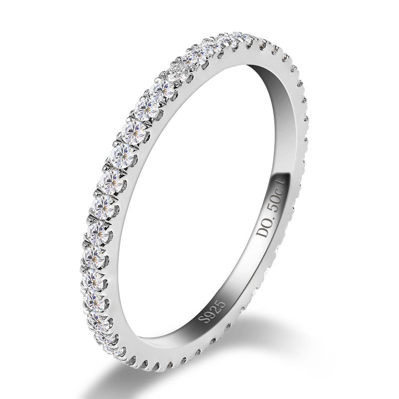 Simple D Color Moissanite Paved Ring Band Carly Jewelry
