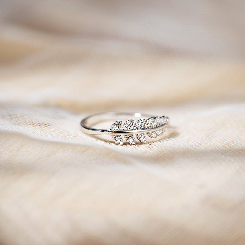 Adjustable Leaves Design Sterling Silver Ring Carly Jewelry