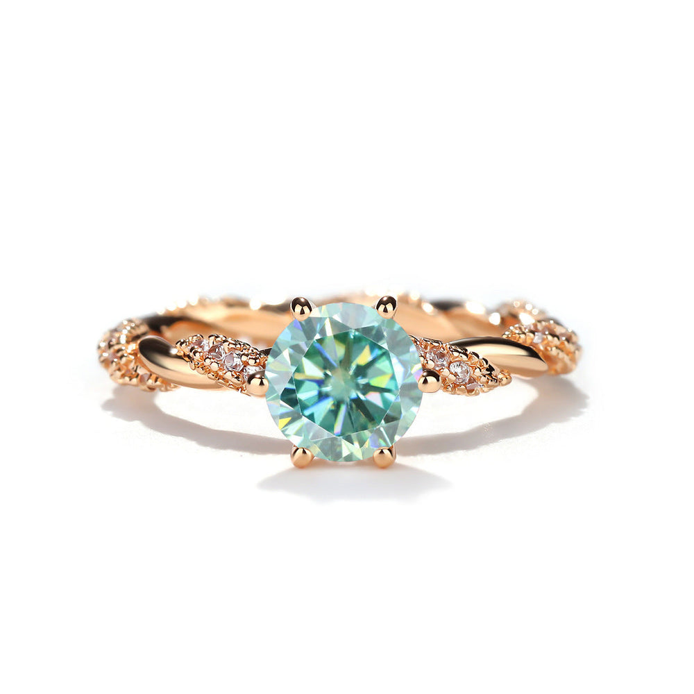 1 Carat Moissanite Twist Engagement Ring in Sterling Silver Shine of Diamond