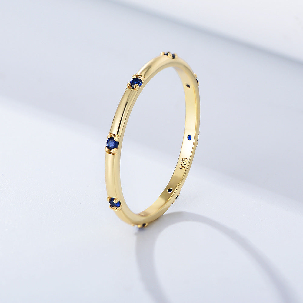 Simple Mutil-color Sterling Silver Wedding Band Juluro