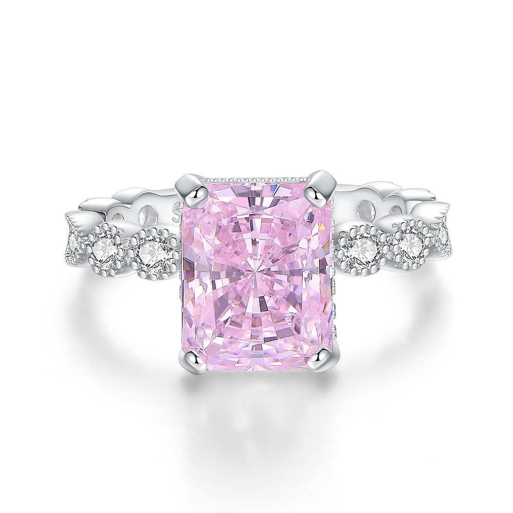 Pink Collection- Sterling Silver Engagement Ring Shine of Diamond