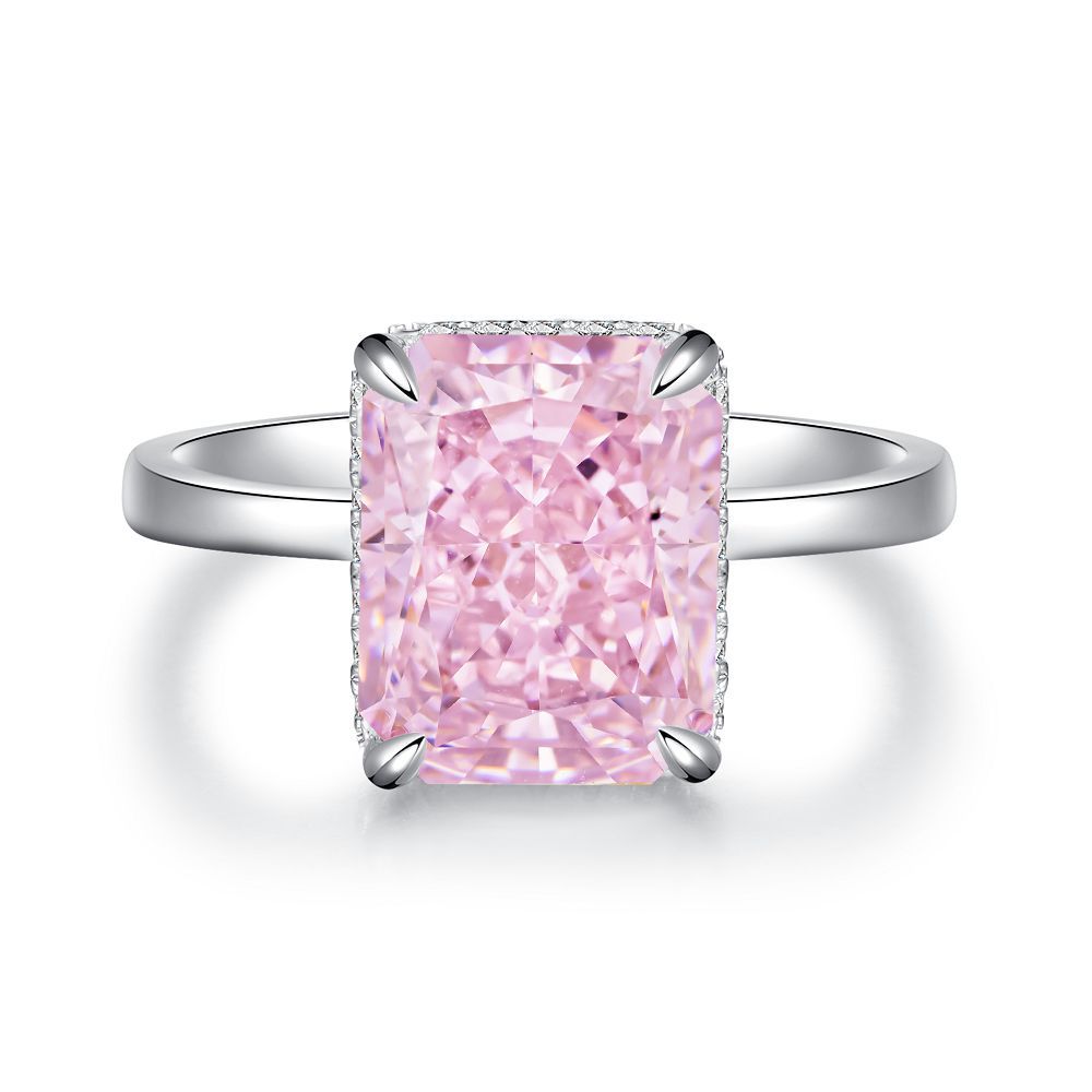 Pink Collection- Sterling Silver Engagement Ring Shine of Diamond