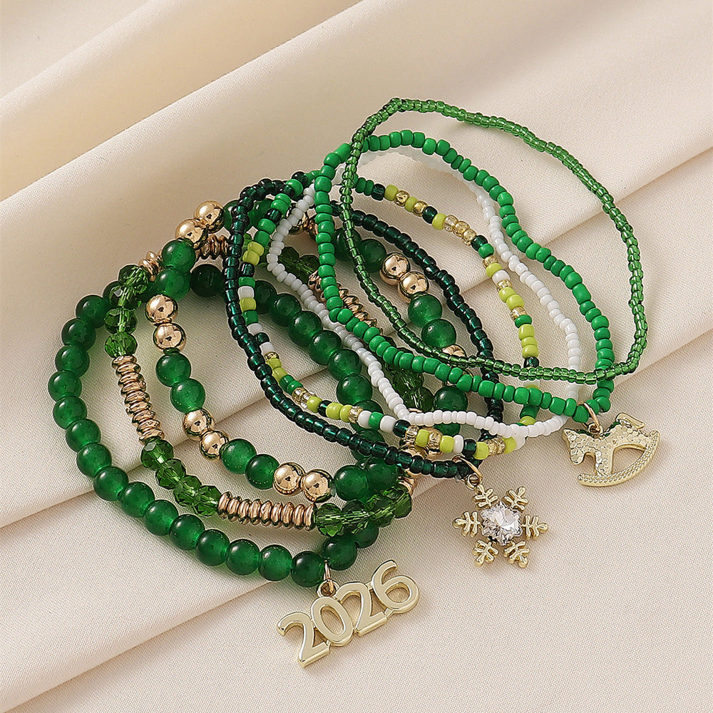 2026 Year of the Horse Zodiac Beaded Stacking Bracelet Set Shine of Diamond