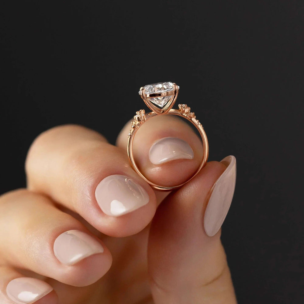 Unique Design Oval Cut Sterling Silver Engagement Ring Shine of Diamond