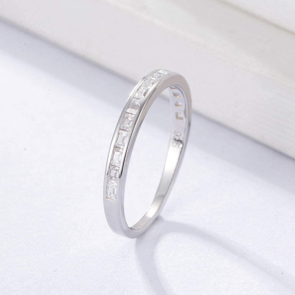 Simple Geometric Sterling Silver Band Shine of Diamond
