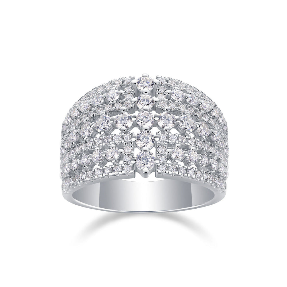 Luxury Moissanite 18K White Gold Plated Sterling Silver Band Shine of Diamond