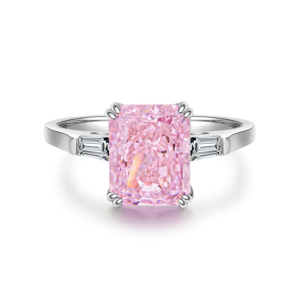Pink Collection- Sterling Silver Engagement Ring Shine of Diamond