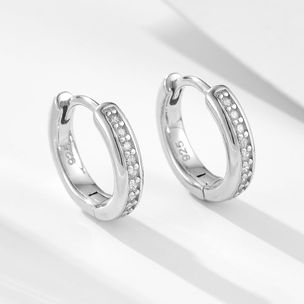 Classic Paved Sterling Silver Drop Earrings Shine of Diamond
