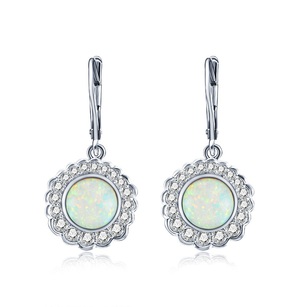Opal Halo Sterling Silver Drop Earrings Carly Jewelry