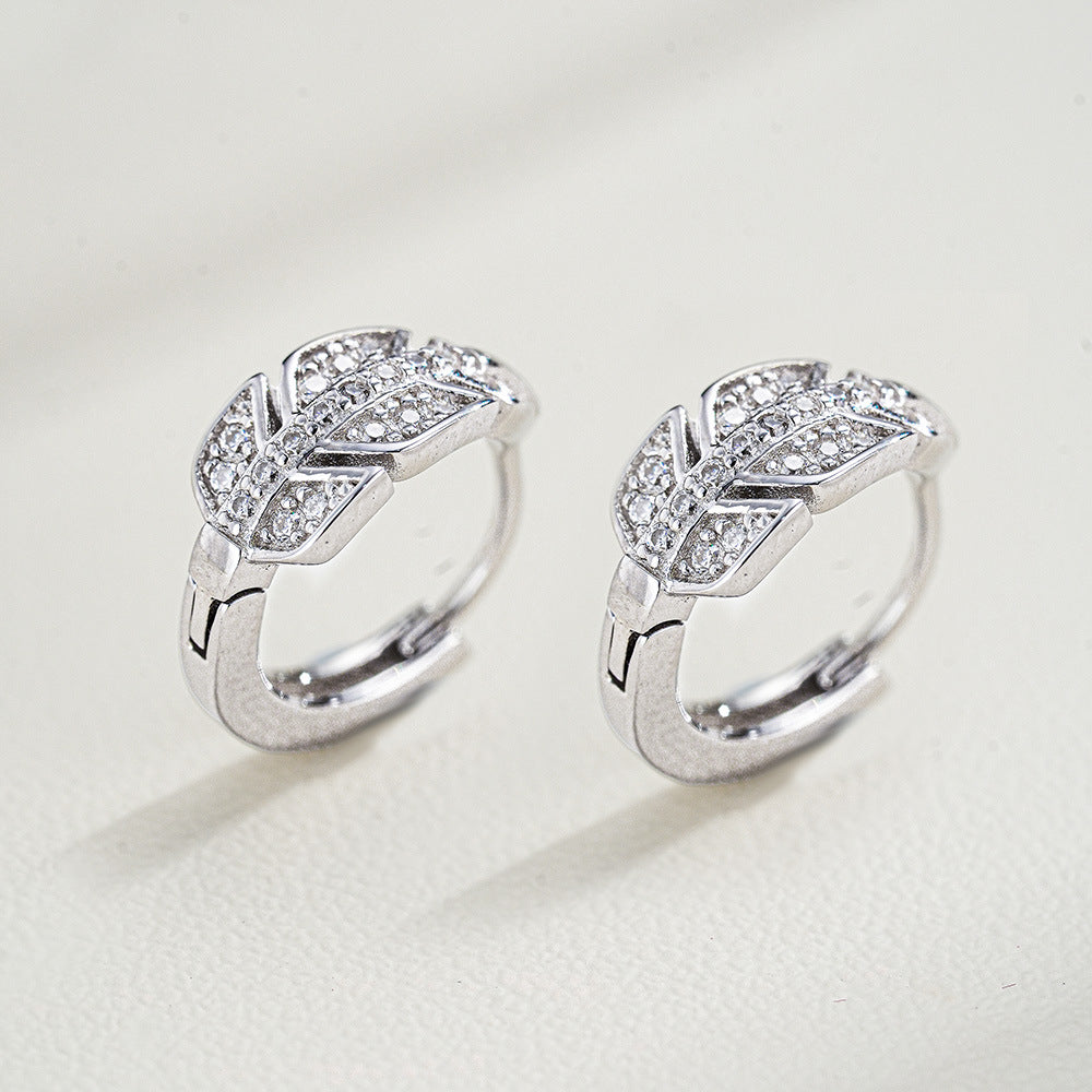 Leaf Design Moissanite Earrings in Sterling Silver Shine of Diamond