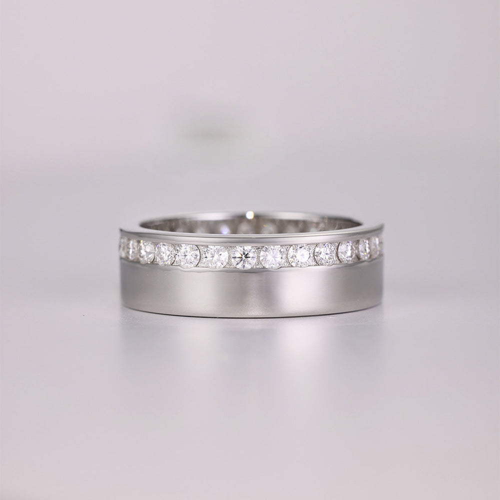 Men and Women's Moissanite Eternity Wedding Band with Channel Setting shine of diamond