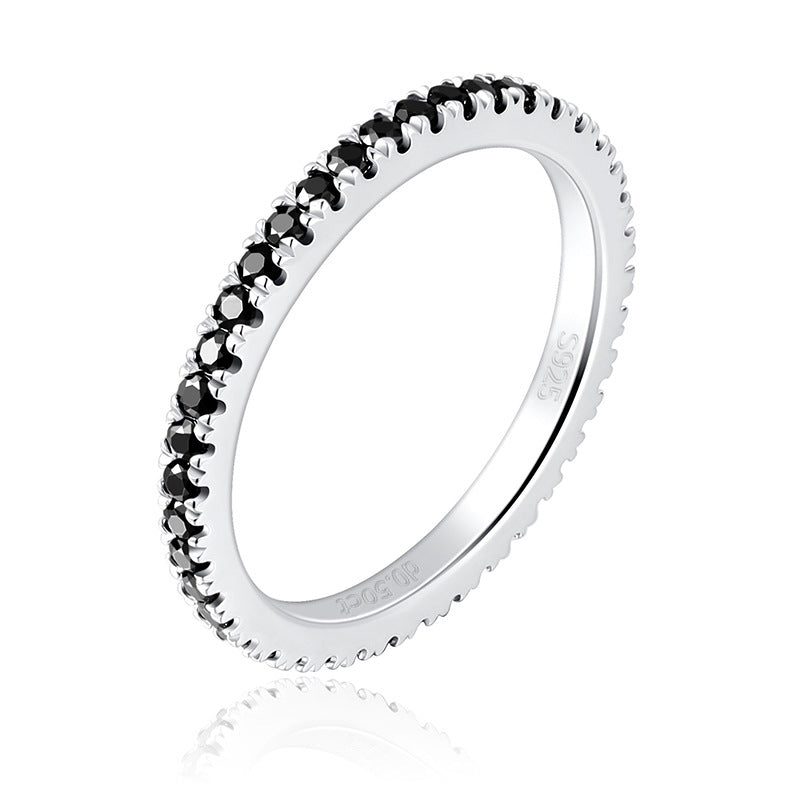 Unique Black Moissanite Eternity 18k White Gold Plated Wedding Band Juluro