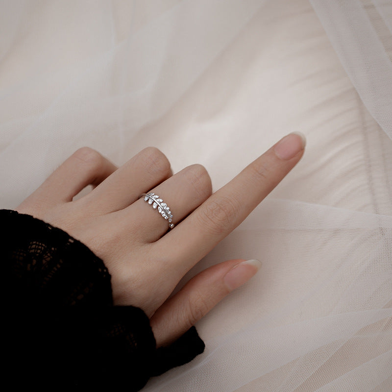 Adjustable Leaves Design Sterling Silver Ring Carly Jewelry