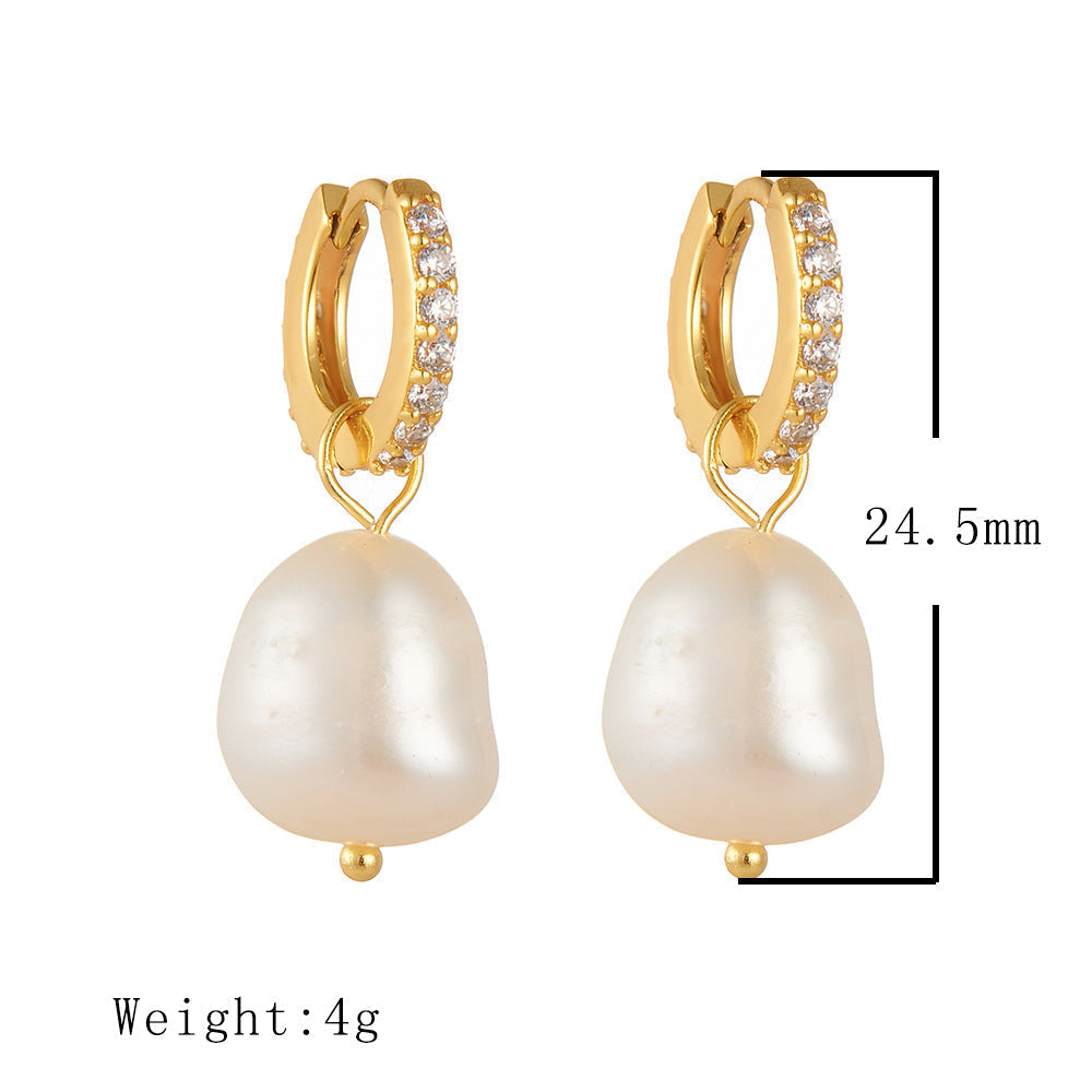 Irregular Baroque Natural Pearl Drop Earrings Carly Jewelry